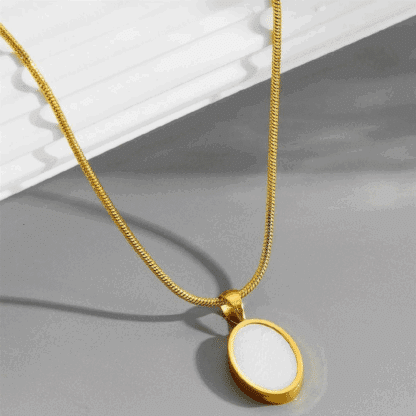 Golden Necklace With White Stone - Image 2