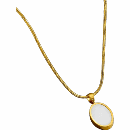 Golden Necklace With White Stone