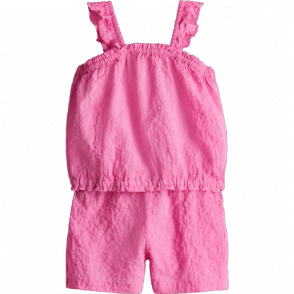 Pink crinkled cotton set  (4-5)