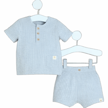 Grey Ribbed Shirt & Shorts Set (4-5Y)