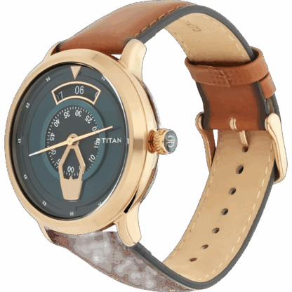 Titan Maritime Green Dial Analog Leather Strap watch for Men NS1828QL01
