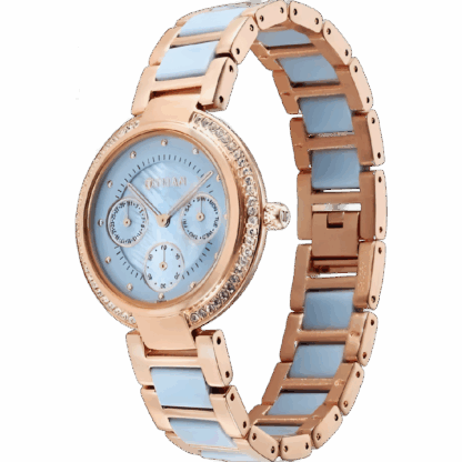 Titan Acetate Quartz Multifunction Mother Of Pearl Dial Two Toned Strap Watch for Women