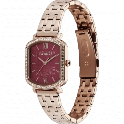 Titan Purple Metro Quartz Analog Red Dial Rose Gold 95323WM01